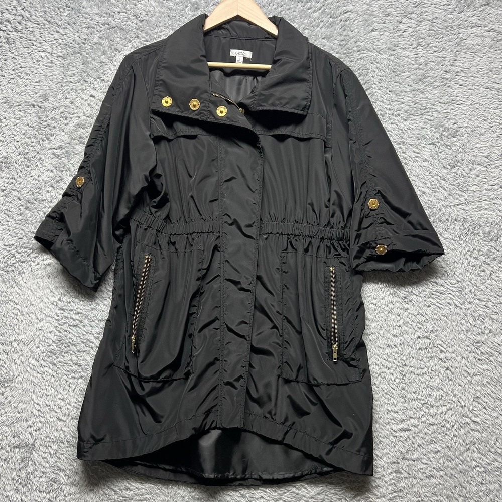 Cache Jacket Womens Large Black Anorak Hooded Full Zip 90s Y2K‎ City